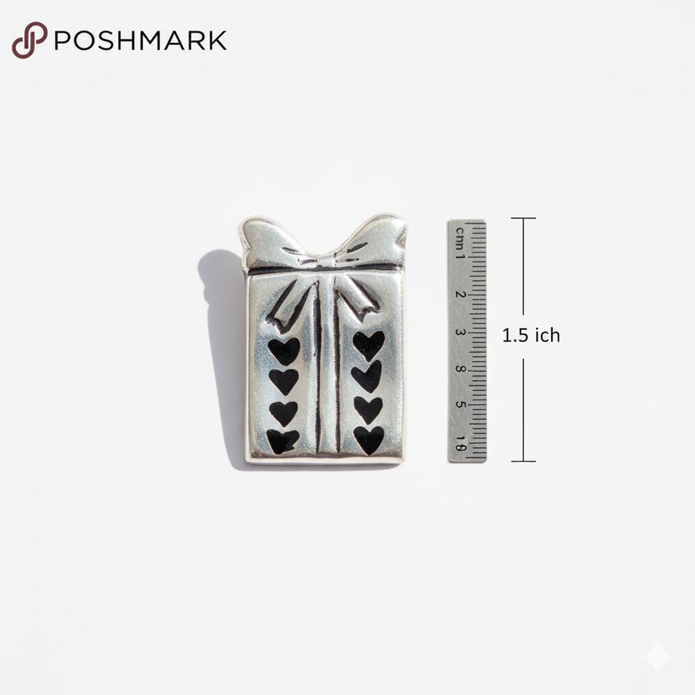 Sterling Silver Gift Box Brooch Pin with Heart Detail Taxco